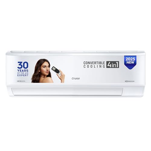 Cruise 1.5 Ton 3 Star Inverter Split AC with 7-Stage Air Filtration (100% Copper, Convertible 4-in-1, PM 2.5 Filter, CWCVBK-VQ1W173, White)